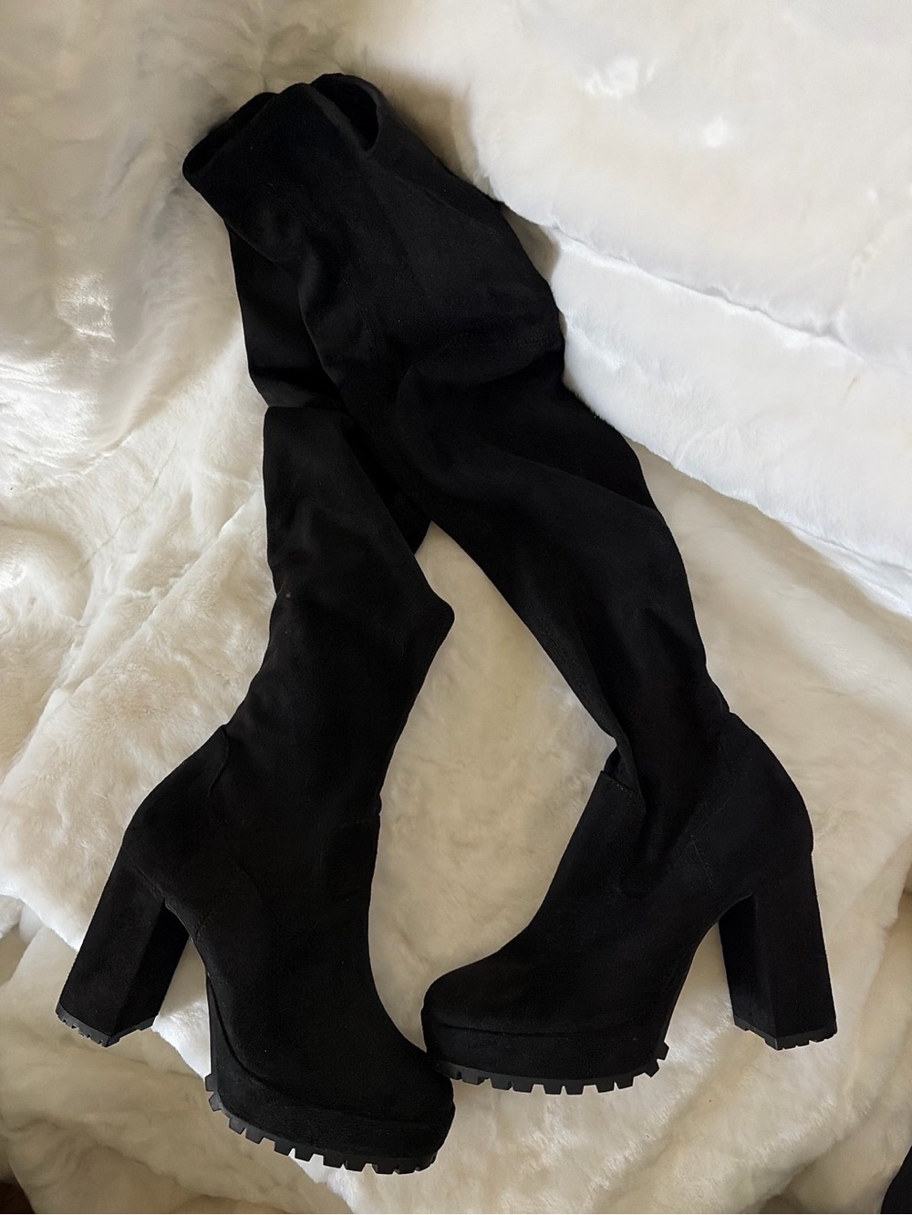 Mix No. 6 Black Over-the-Knee Platform Block Heel Boots